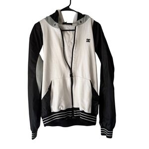 DC Shoes Vintage Y2k 2000s Mens Zip Hoodie Sweater White Black L Skater Grunge